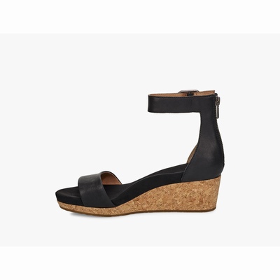 Sandálias UGG Zoe II Wedge Mulher Pretas | PT-RYHAN